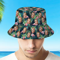Custom Face Floral Bucket Hat - Personalized Photo Hat