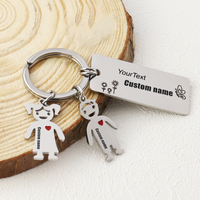 Custom Stainless Steel Family Name Keychain Fashion Key Ornaments Key Decoration