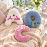 Personalized Initial Letter Pillow with Embroidered Name