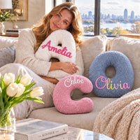Personalized Initial Letter Pillow with Embroidered Name