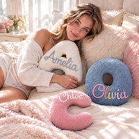 Personalized Initial Letter Pillow with Embroidered Name