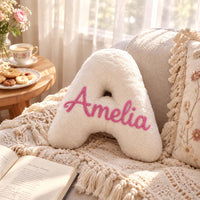 Personalized Initial Letter Pillow with Embroidered Name
