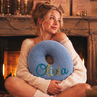 Personalized Initial Letter Pillow with Embroidered Name