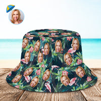 Custom Face Floral Bucket Hat - Personalized Photo Hat