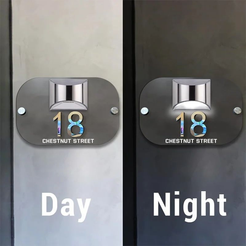 Personalized Solar House Numbers - Custom LED Address Sign With Solar Lighting For Outdoor Home Display