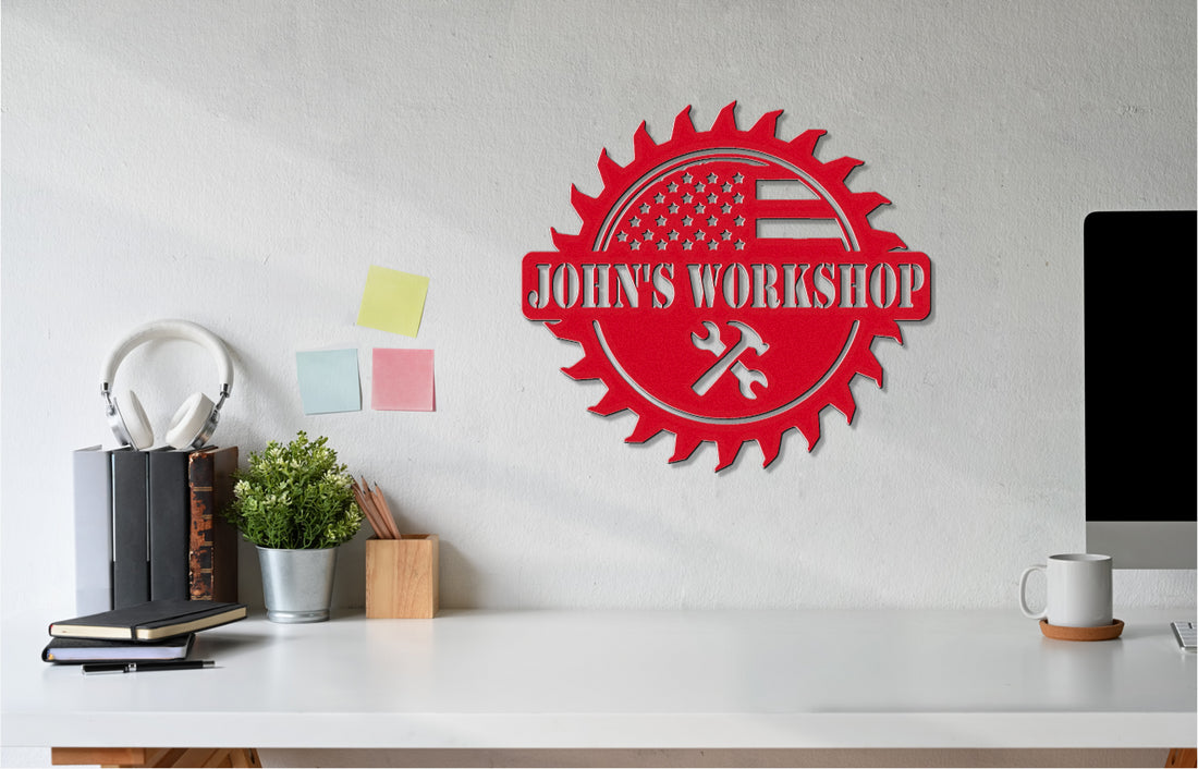 Customizable Metal Wall American Themed Workshop Sign