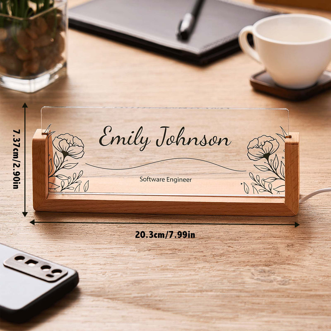 Personalized Acrylic Name Night Light - Warm White