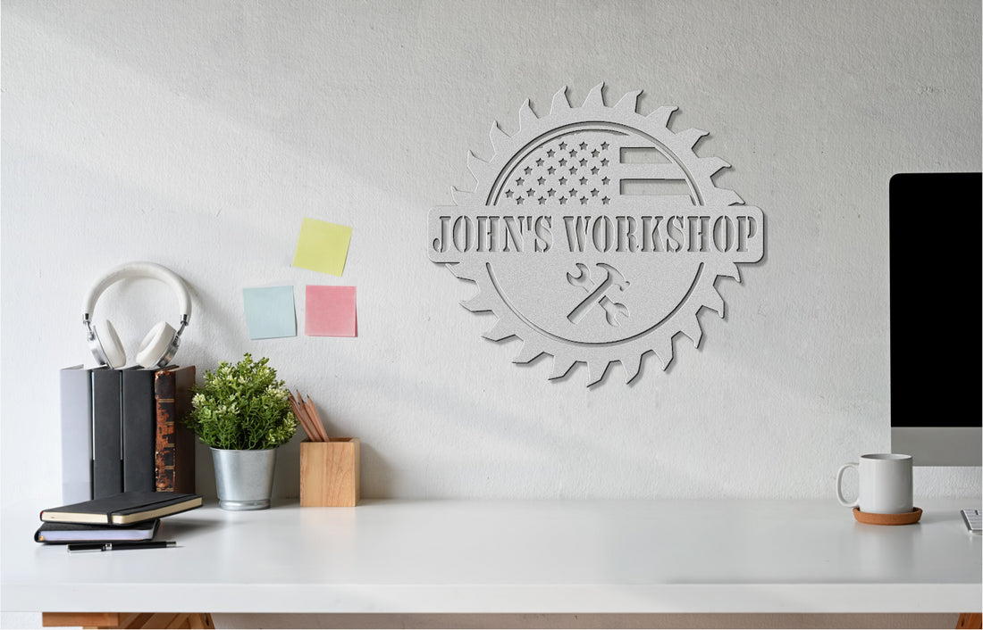 Customizable Metal Wall American Themed Workshop Sign