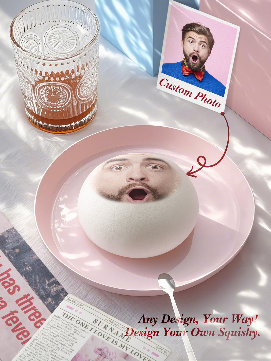 Custom Photo Squishy Bun - Personalized Desk Gift