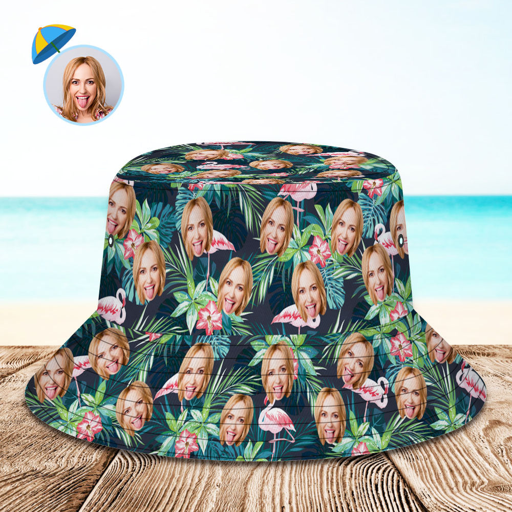 Custom Face Floral Bucket Hat - Personalized Photo Hat