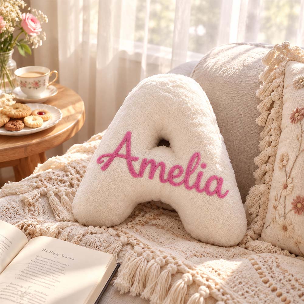 Personalized Initial Letter Pillow with Embroidered Name