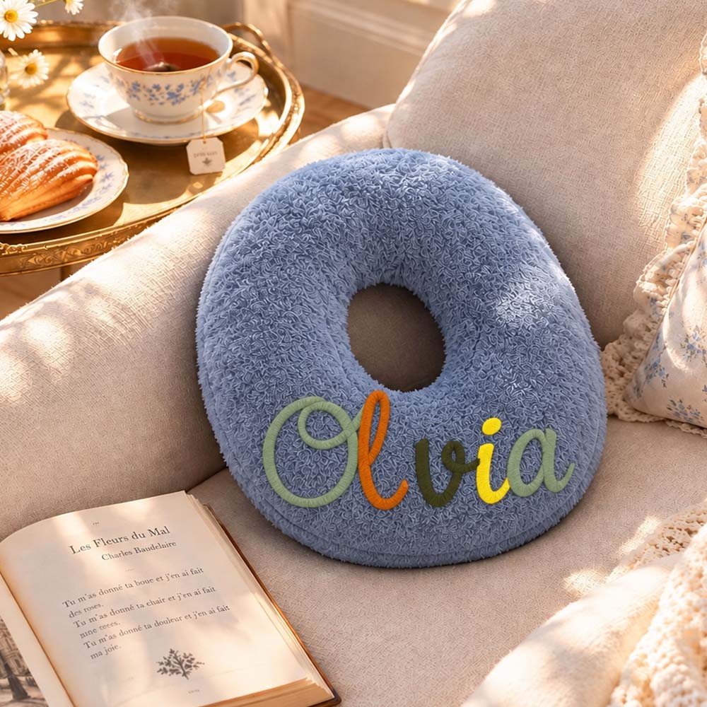 Personalized Initial Letter Pillow with Embroidered Name