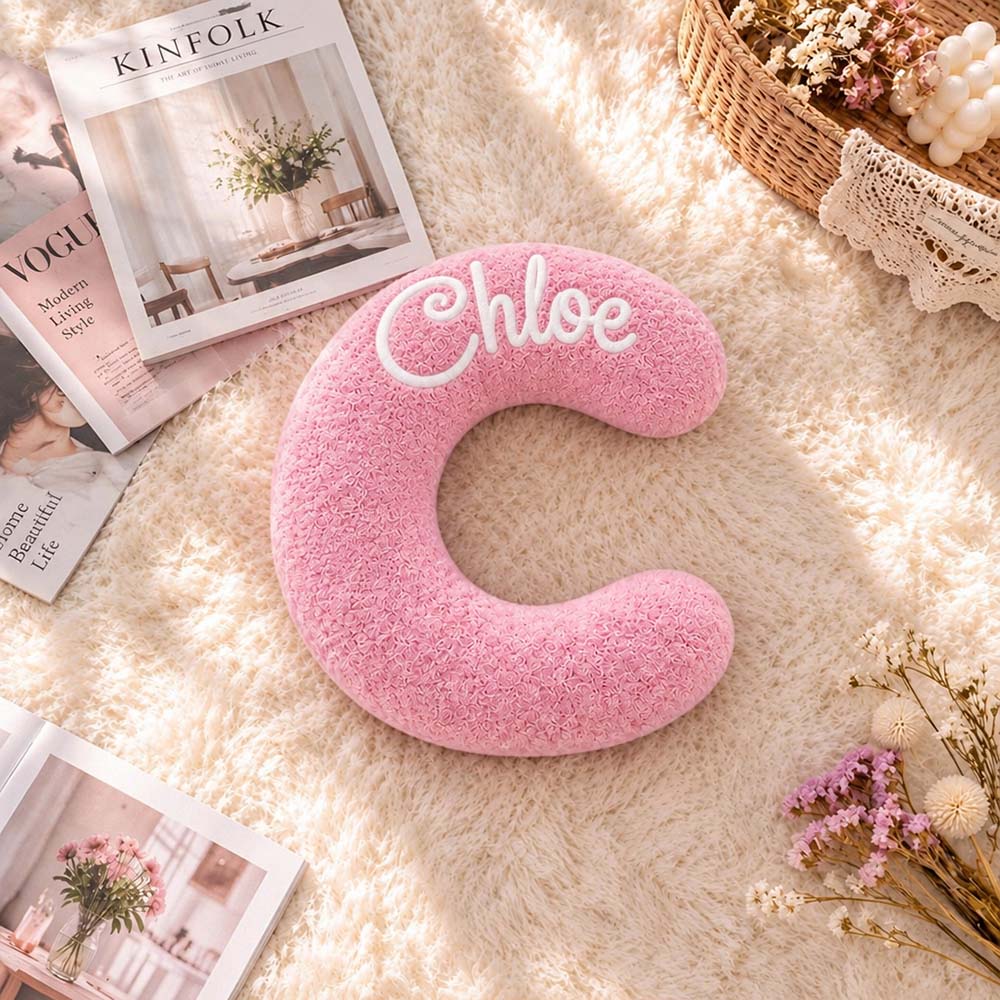 Personalized Initial Letter Pillow with Embroidered Name