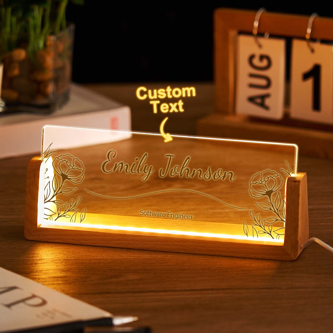 Personalized Acrylic Name Night Light - Warm White