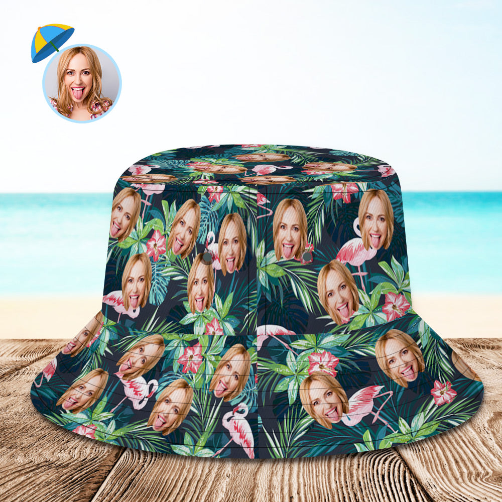Custom Face Floral Bucket Hat - Personalized Photo Hat