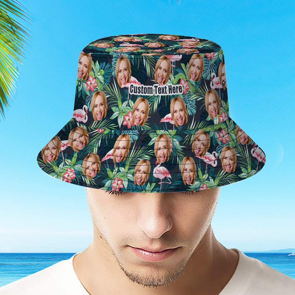 Custom Face Floral Bucket Hat - Personalized Photo Hat