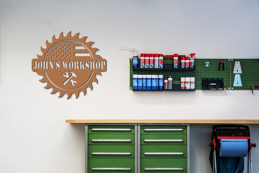 Customizable Metal Wall American Themed Workshop Sign
