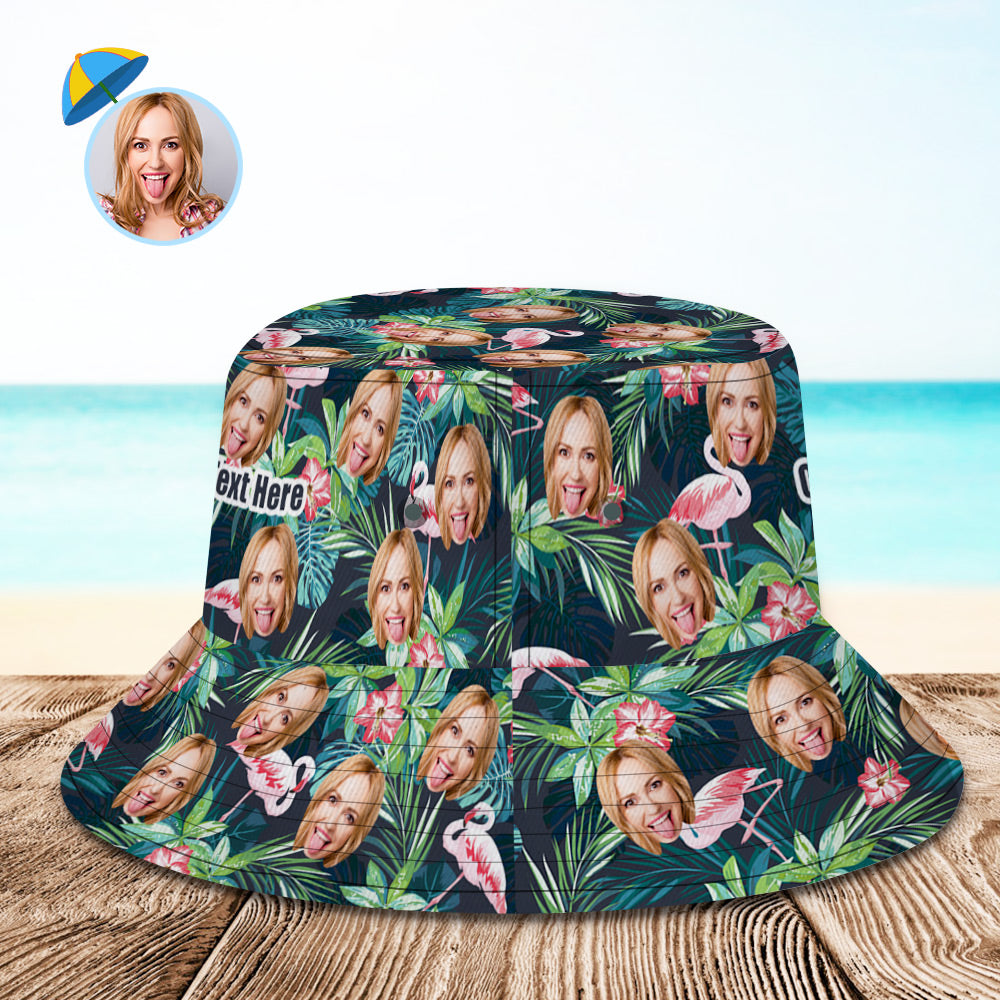 Custom Face Floral Bucket Hat - Personalized Photo Hat