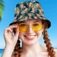 Custom Face Floral Bucket Hat - Personalized Photo Hat