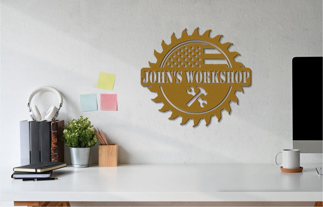 Customizable Metal Wall American Themed Workshop Sign