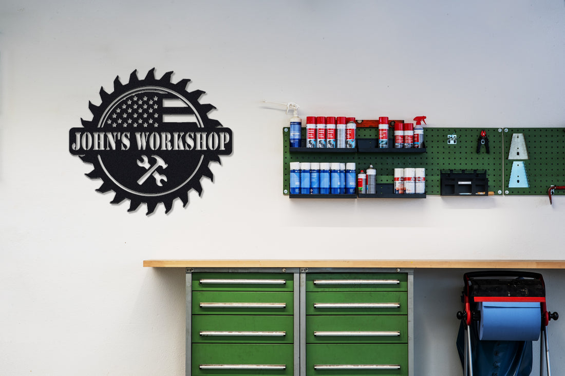 Customizable Metal Wall American Themed Workshop Sign
