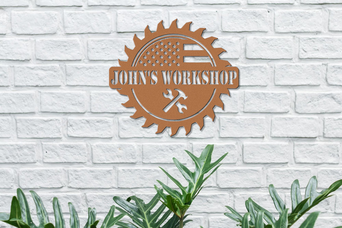 Customizable Metal Wall American Themed Workshop Sign
