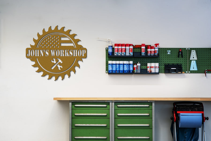 Customizable Metal Wall American Themed Workshop Sign