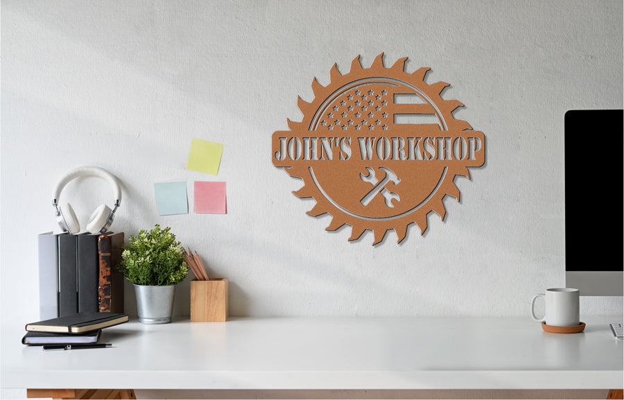 Customizable Metal Wall American Themed Workshop Sign