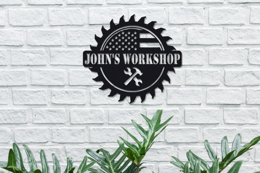 Customizable Metal Wall American Themed Workshop Sign