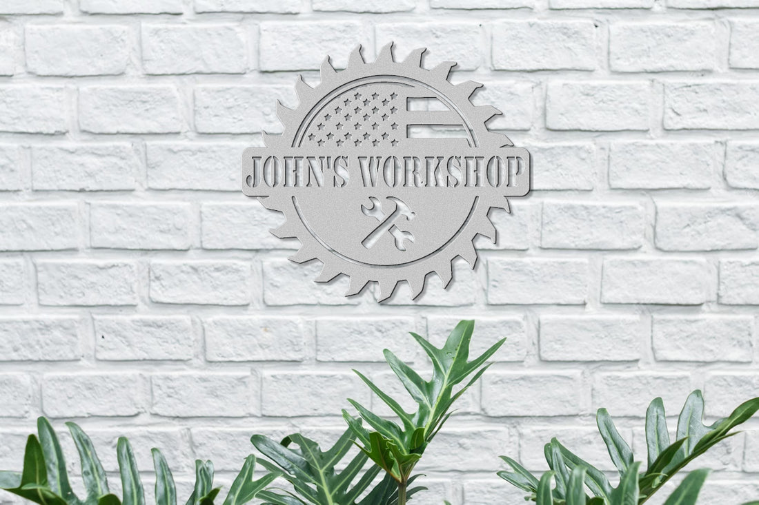 Customizable Metal Wall American Themed Workshop Sign