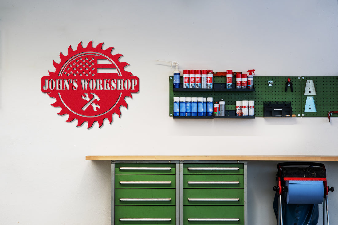 Customizable Metal Wall American Themed Workshop Sign