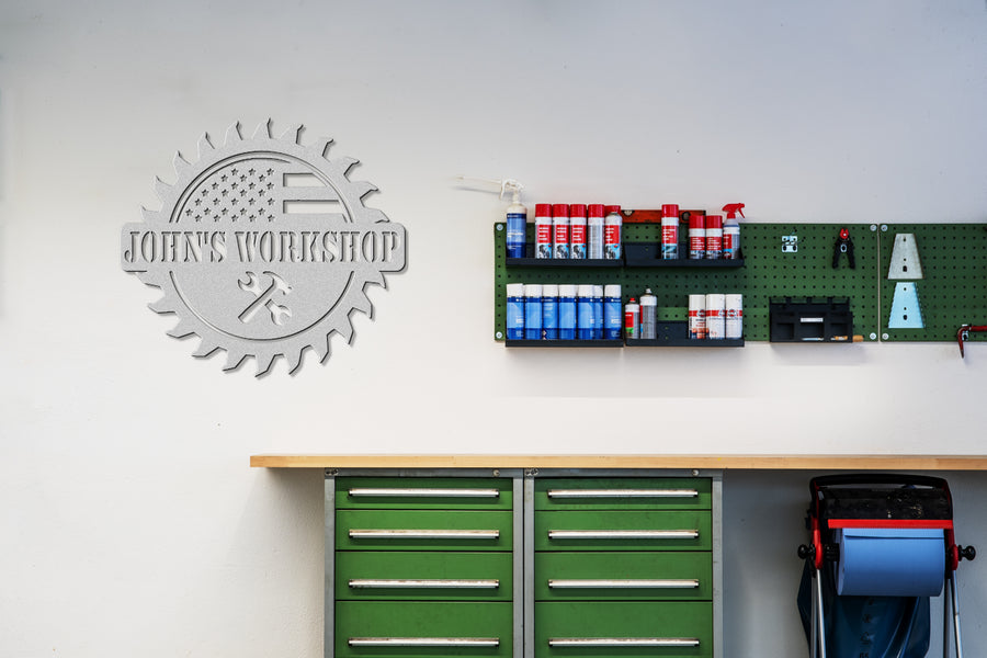 Customizable Metal Wall American Themed Workshop Sign