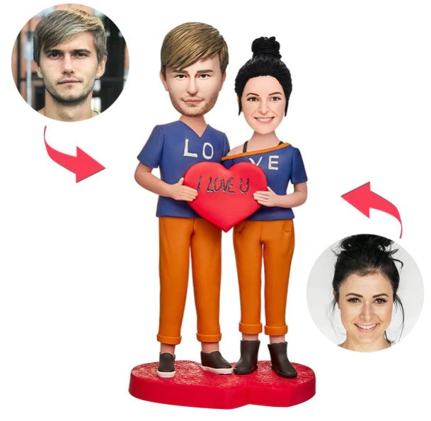 Couple Custom Bobblehead With Engraved Text